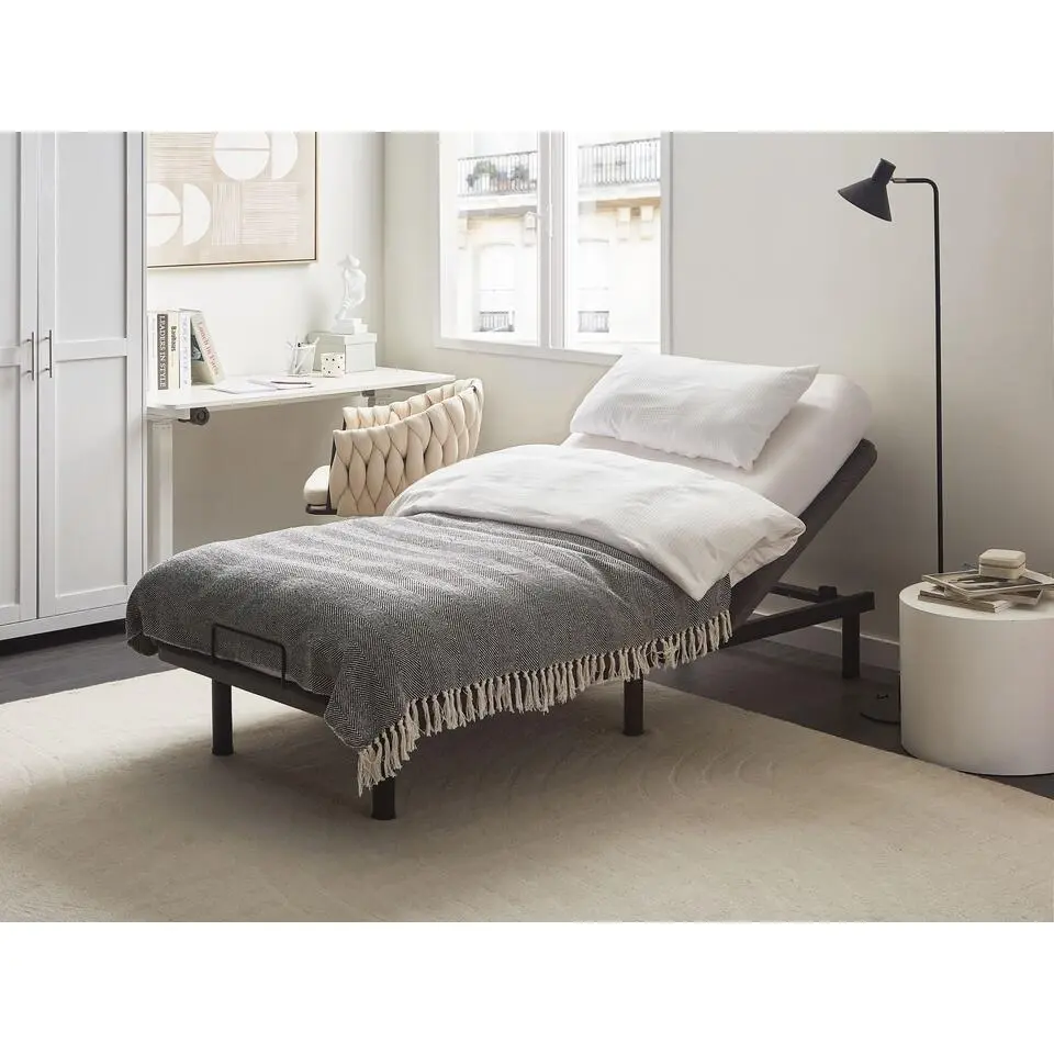 BRUNOY - Bedframe verstelbaar - Grijs - 90 x 200 cm - Polyester