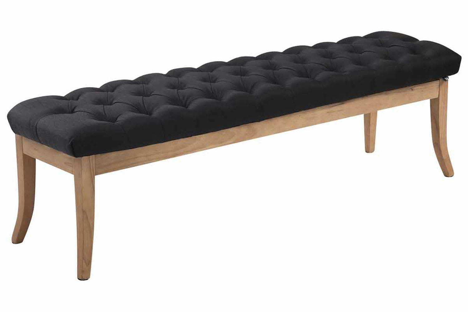 RAMSES - Banquette avec pieds en bois assise en tissu Noir