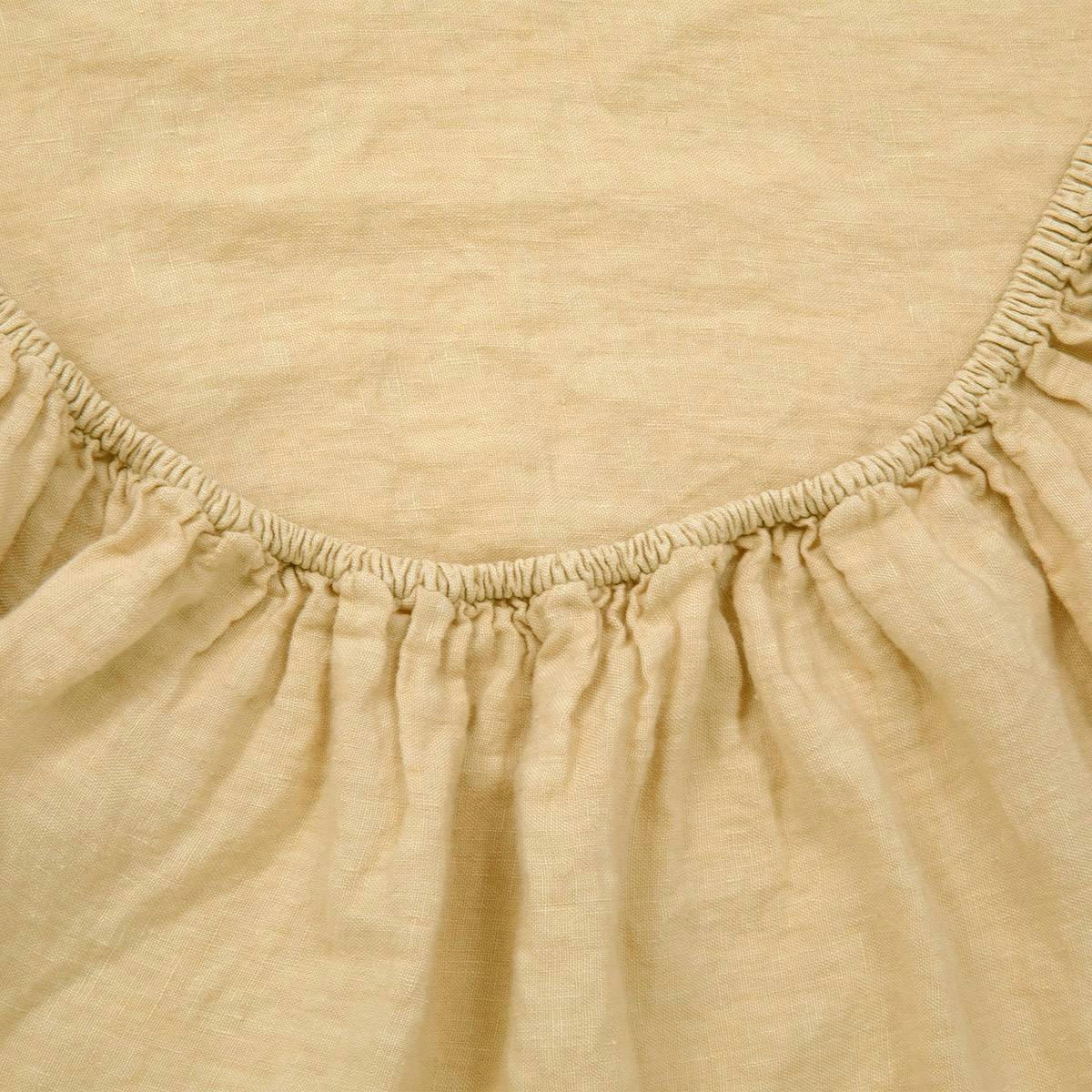 PETIT JOUR - Drap housse en  lin lavé beige 200 x 200 cm