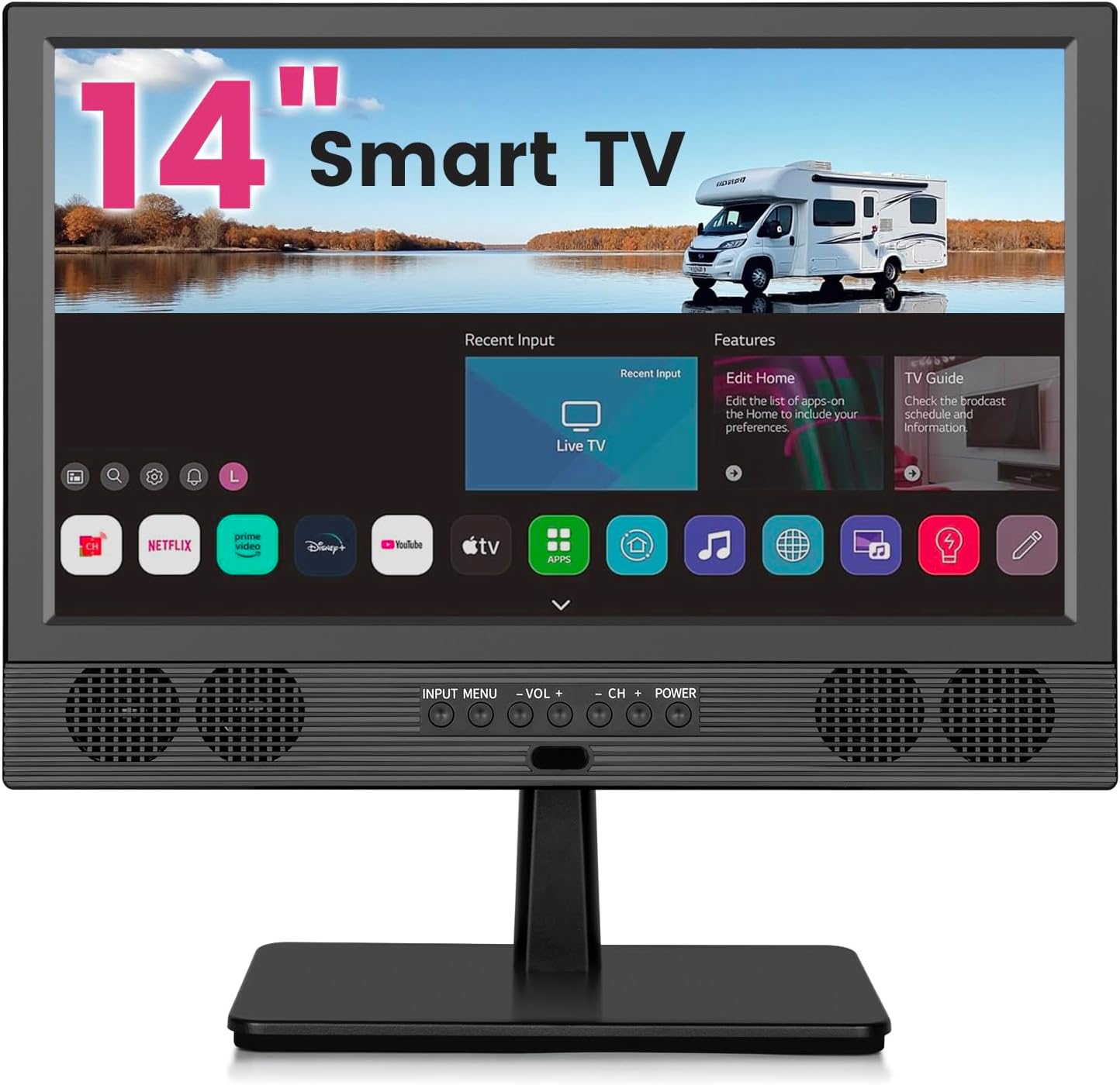 14 Inch Small Smart TV HD LED  Small Portable Smart TV with Built-in APP  Digital ATSC Tuner HDMI/USB/AV Inputs  Small Smart Television for Kitchen Bedroom RV Camper