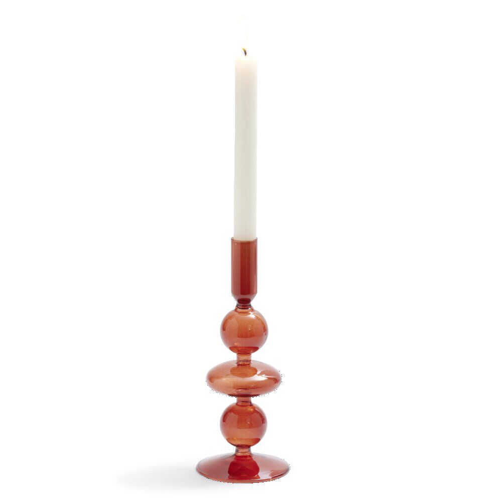 Bougeoir chandelier verre ambre Ø8,7xH21,5cm