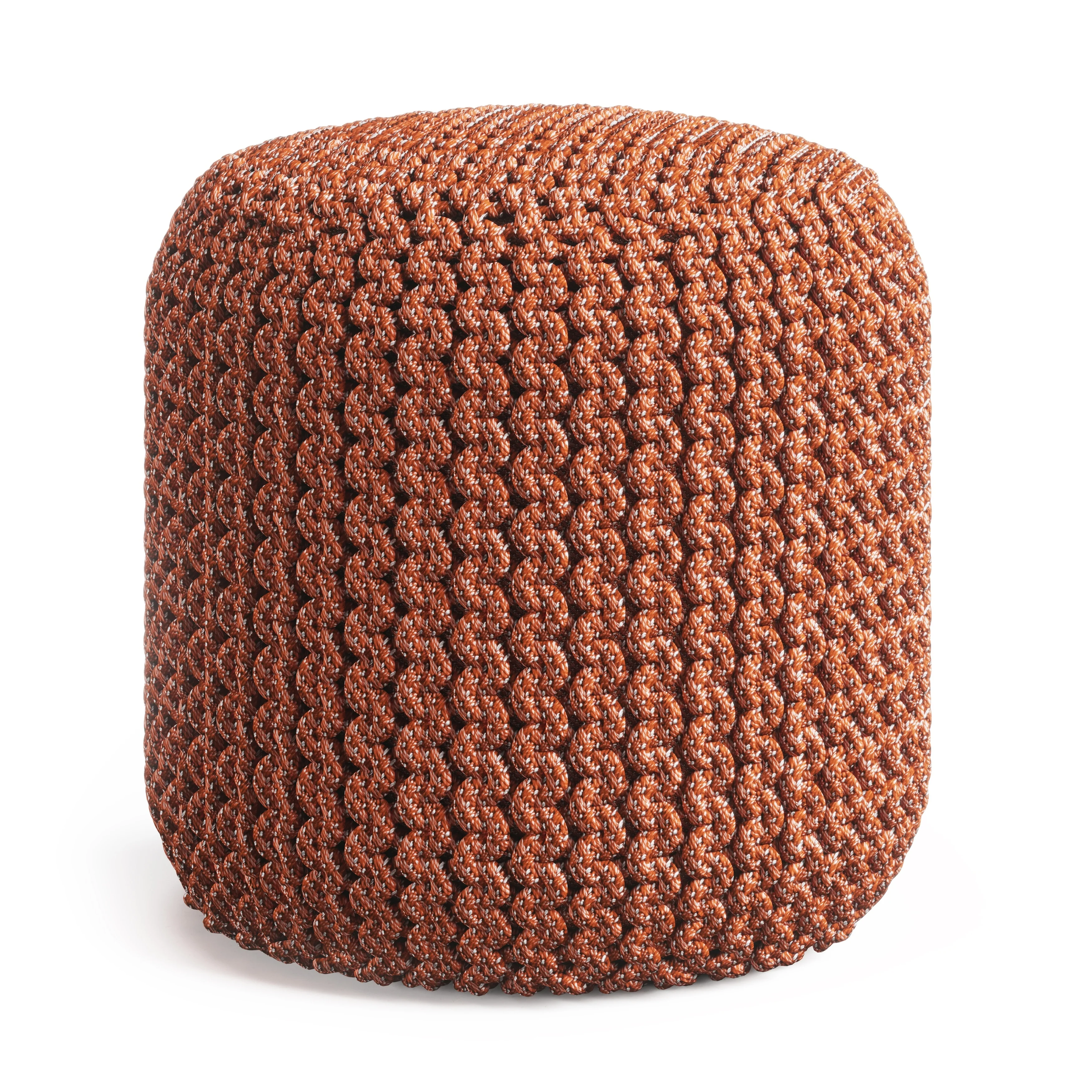 WYNDENHALL Allish Round Knitted Pouf in Orange Recycled PET Polyester