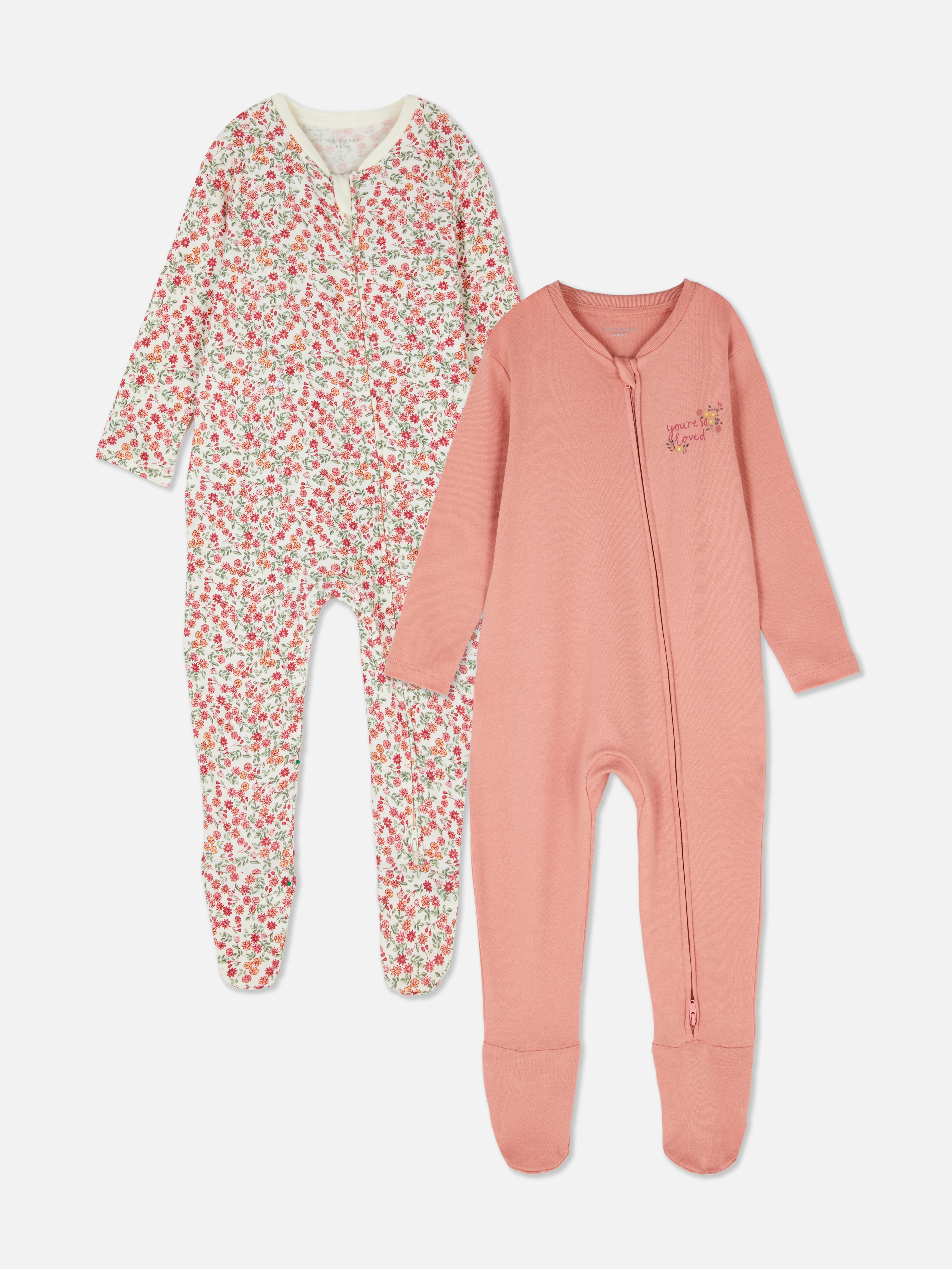 0-24mths | 2pk Floral Zip-Up Sleepers