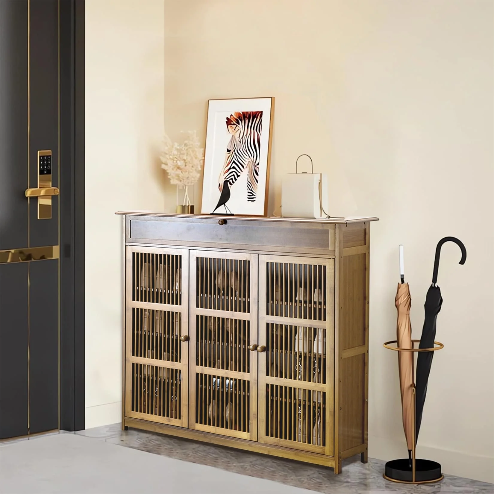 39 Tall Freestanding Bamboo Shoe Rack Storage Cabinet - 4-Tier