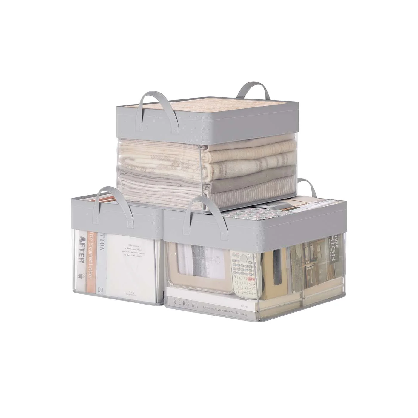 Boîtes de rangement lot de 3 en tissu pliable