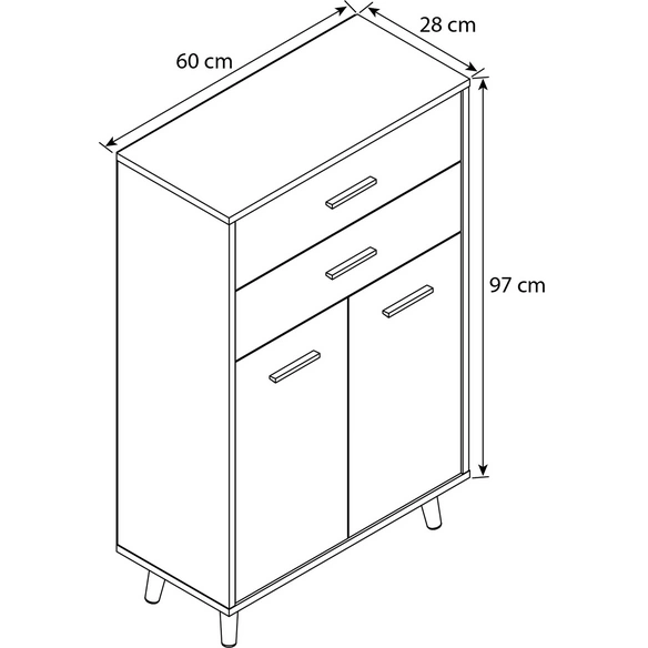 Highboard »Lindas «, BxHxL: 60 x 97 x 28 cm, Holzwerkstoff