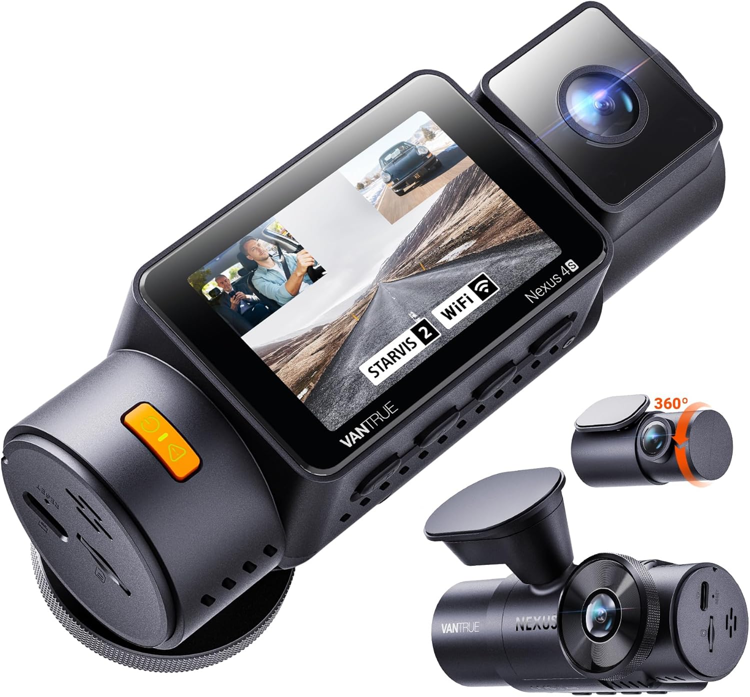 Vantrue New N4S 3 Channel Dash Cam  Front Rear Inside 2.7K+1440P+1440P Dashcam for Cars  Front and Rear Dual Channel  PlatePix™ Tech  STARVIS 2 Night Vision  Parking Mode  Wi-Fi  Support 1TB (RC18)