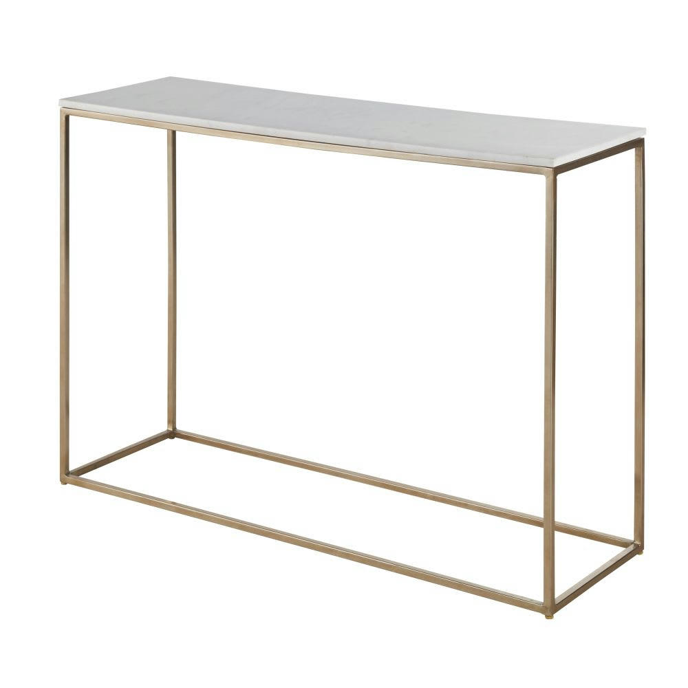 Marble - Console en marbre blanc et métal coloris laiton