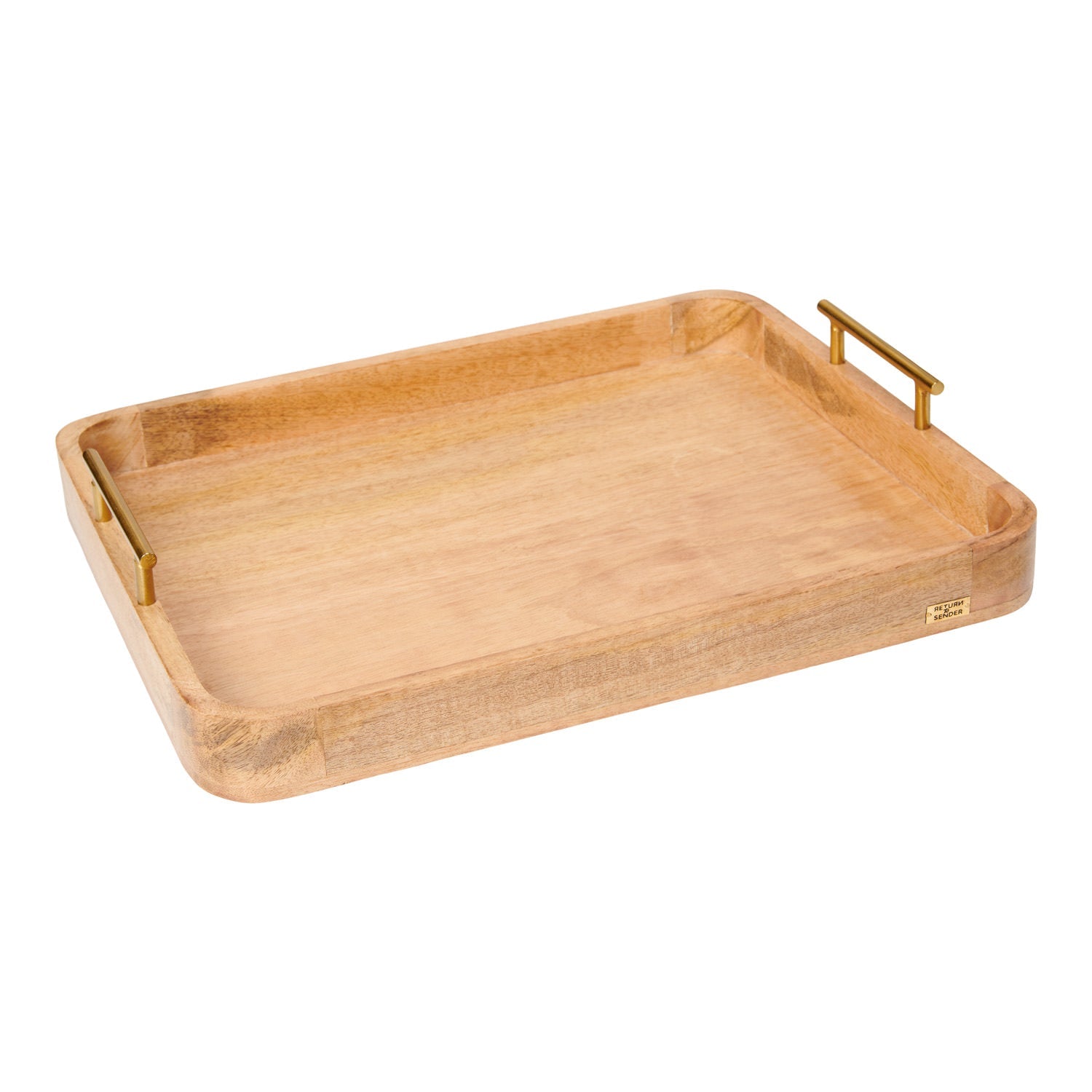Return to Sender Dienblad 33.5 x 40.5 cm mangohout met messing handvatten