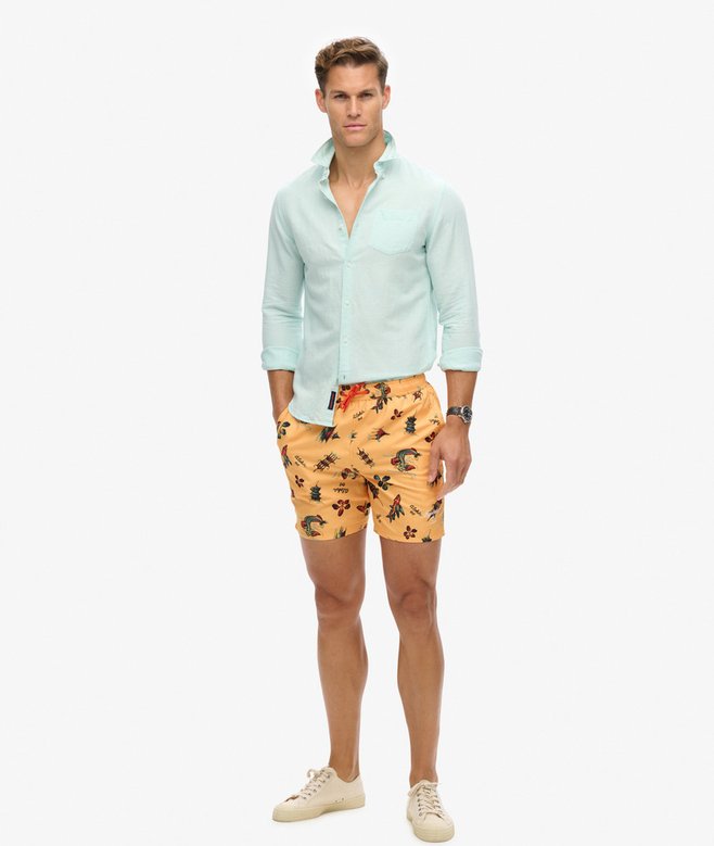 Recycled Hawaiian Print 17-inch Swim Shorts