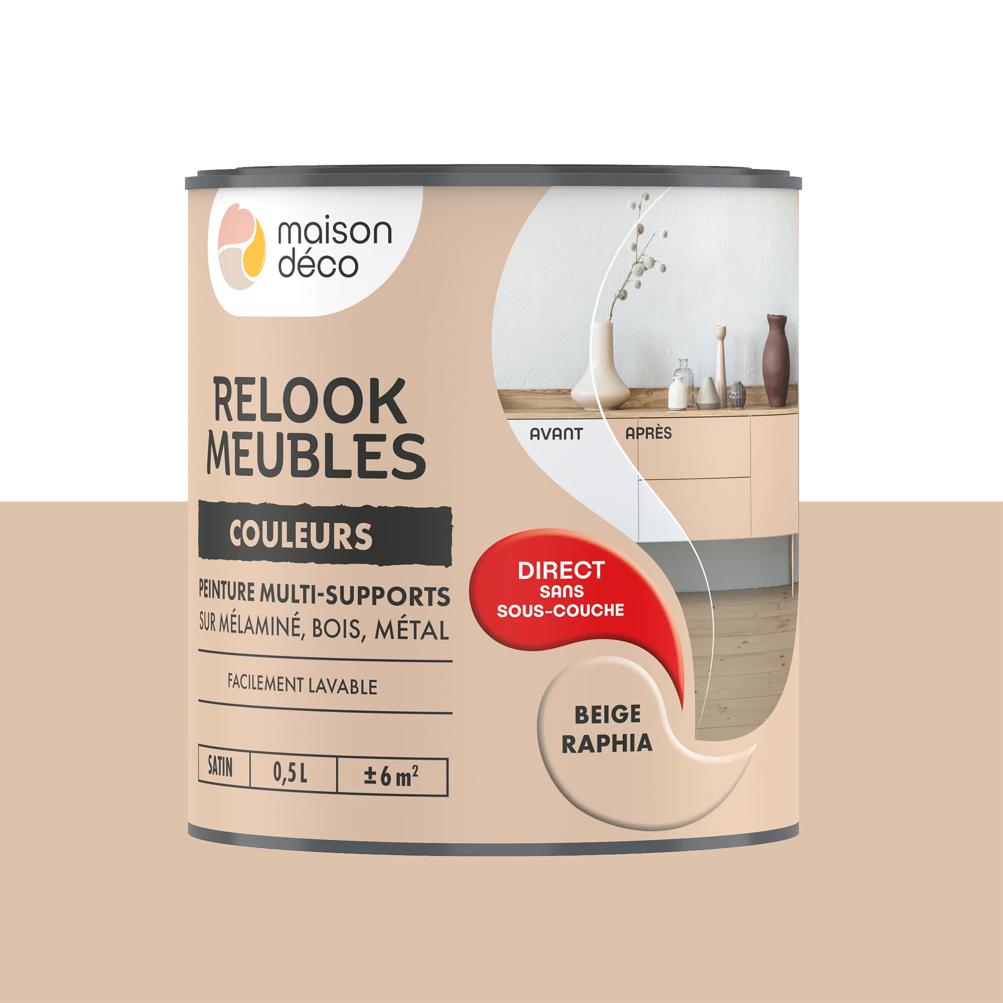 Relook meubles couleurs Peinture RELOOK MEUBLES Peinture beige raphia Satiné 0,5 L