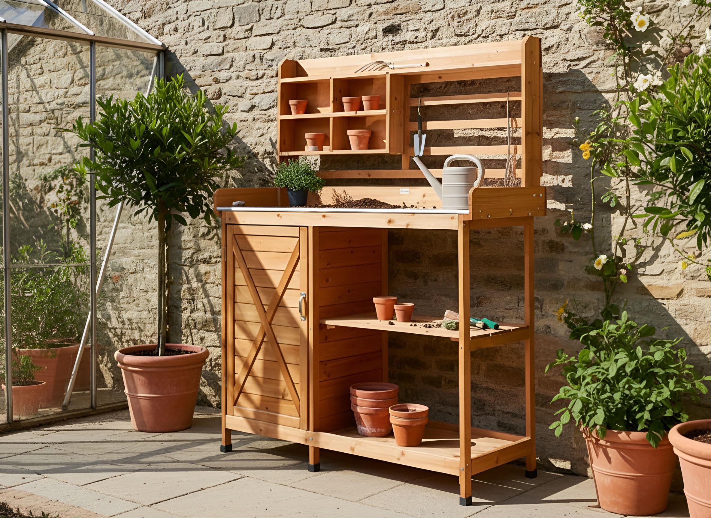 Potting Bench MELDOLA Fir Wood 149 cm 113 cm Light Brown