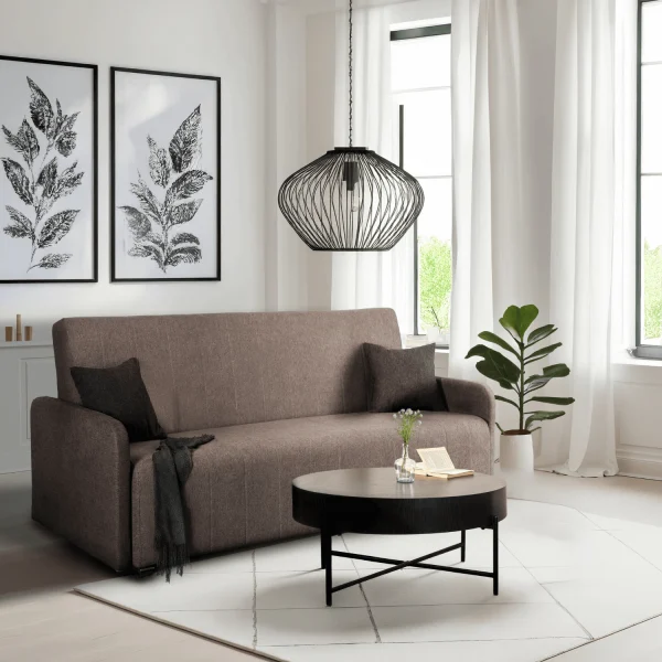 Wersalka Rozkładana Sofa Kanapa Z Funkcją Spania Dwuosobowa Beżowa ASPEN