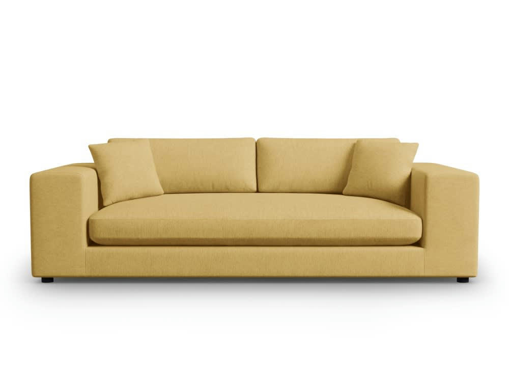 TENDANCE - Canapé 4 places en tissu structuré jaune