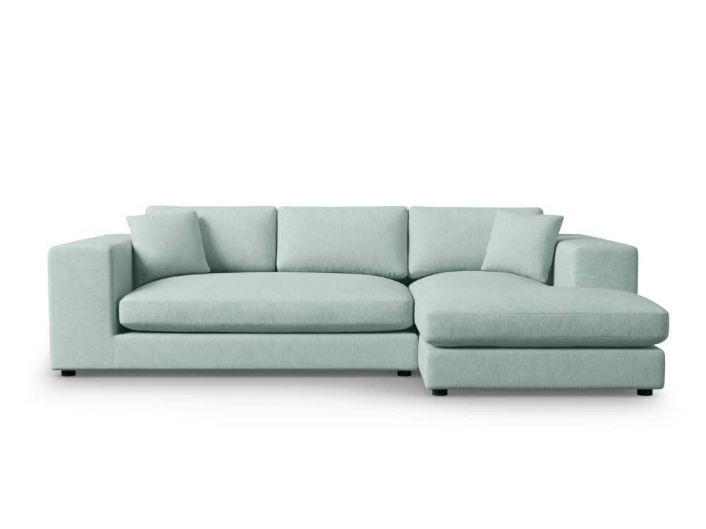 TENDANCE - Canapé d'angle 5 places en tissu structuré menthe