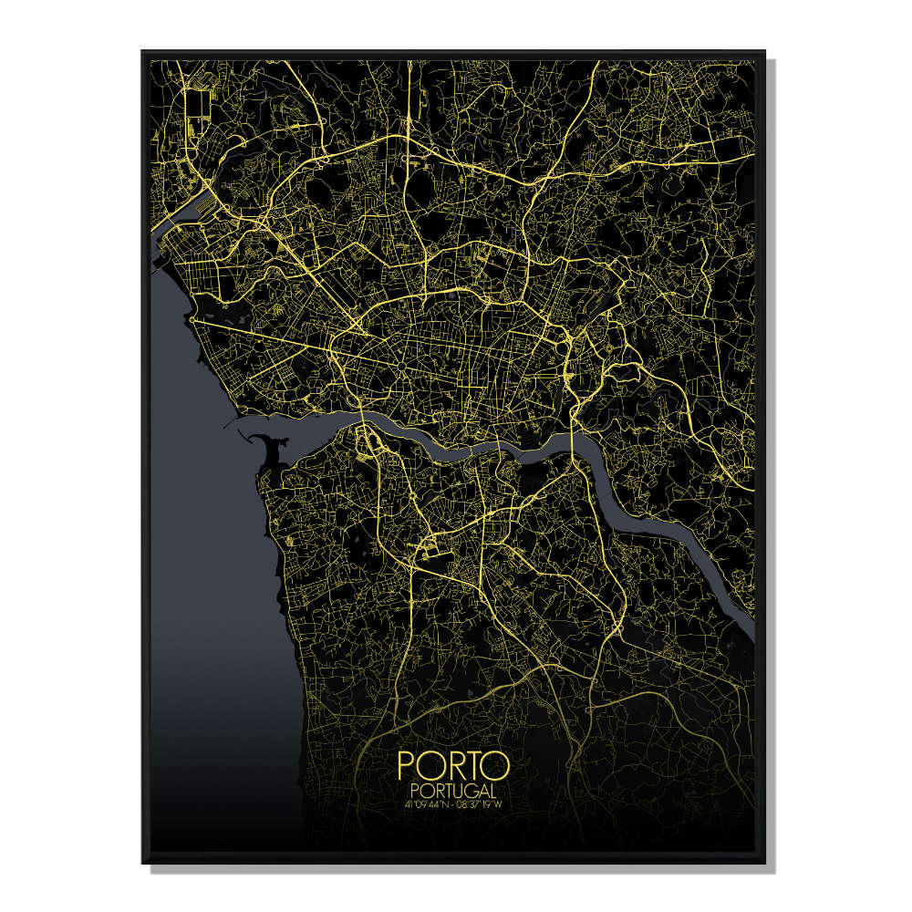 - PORTO - Carte City Map Nuit 40x50cm