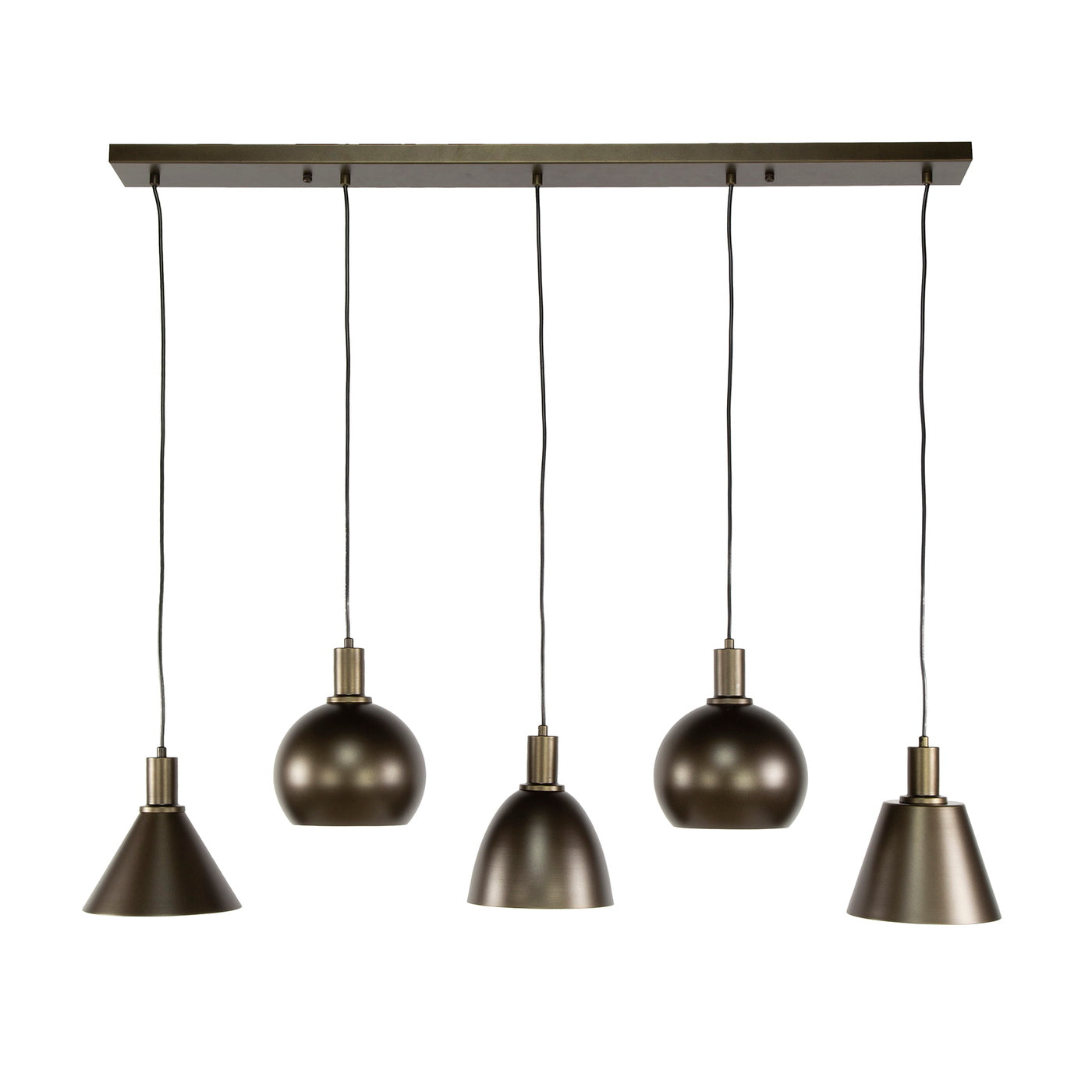 Giga Meubel Hanglamp Metallo Mix - Bruin Metaal - 5-Lichts - 20x118x150cm