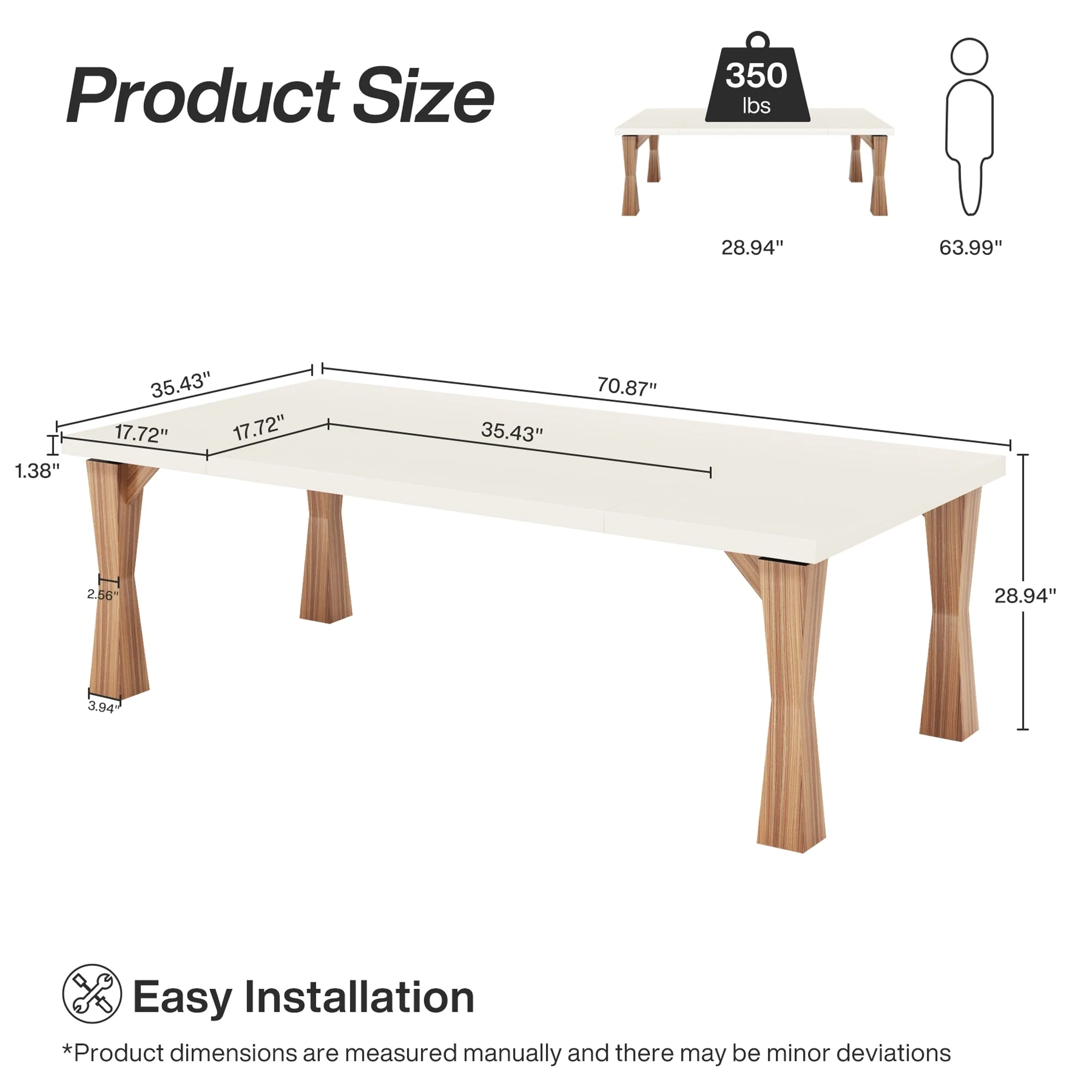 70.86-In Large Dining Table for 6-8 People, Modern Kitchen Table