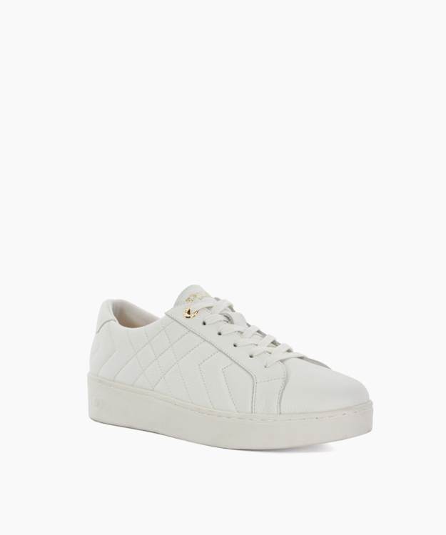 Egent White - Quilted Leather Lace Up Trainers
