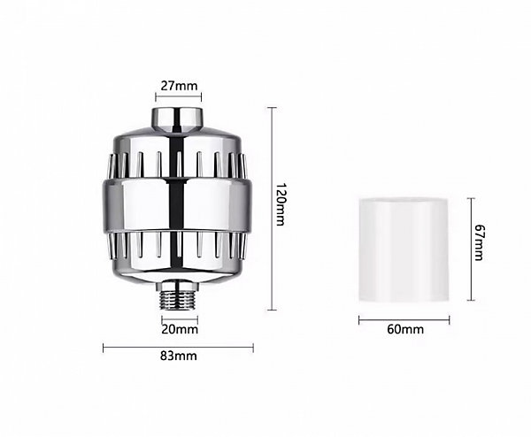 CODEKEY 20 Shower Filter Anti-Calcaireétapes, Filtre Calcaire Douche Adoucisseur d'Eau Universel avec Cartouche Remplaçable, éli
