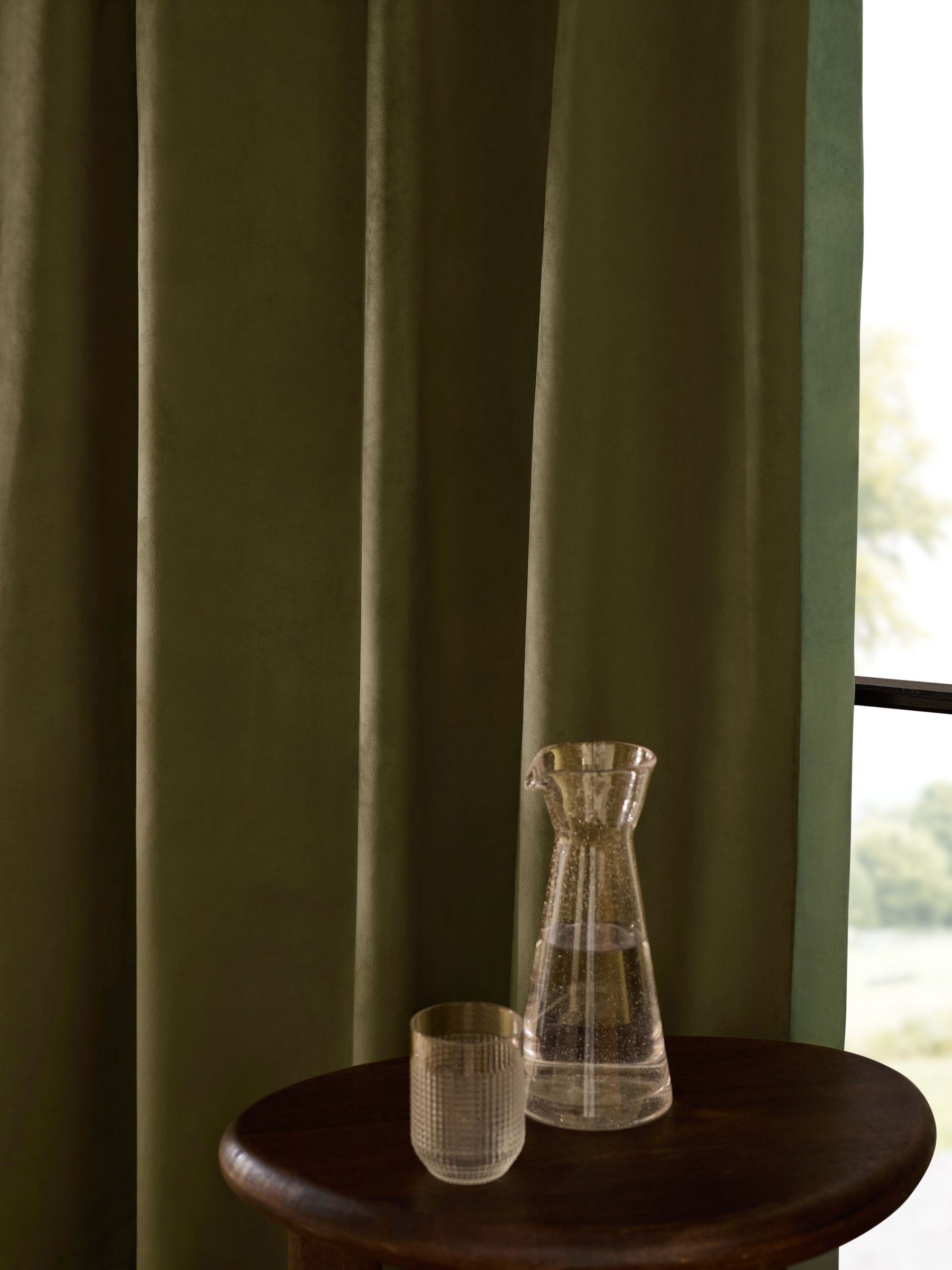 Audley Contrast Hidden Tab Curtains in Khaki Green