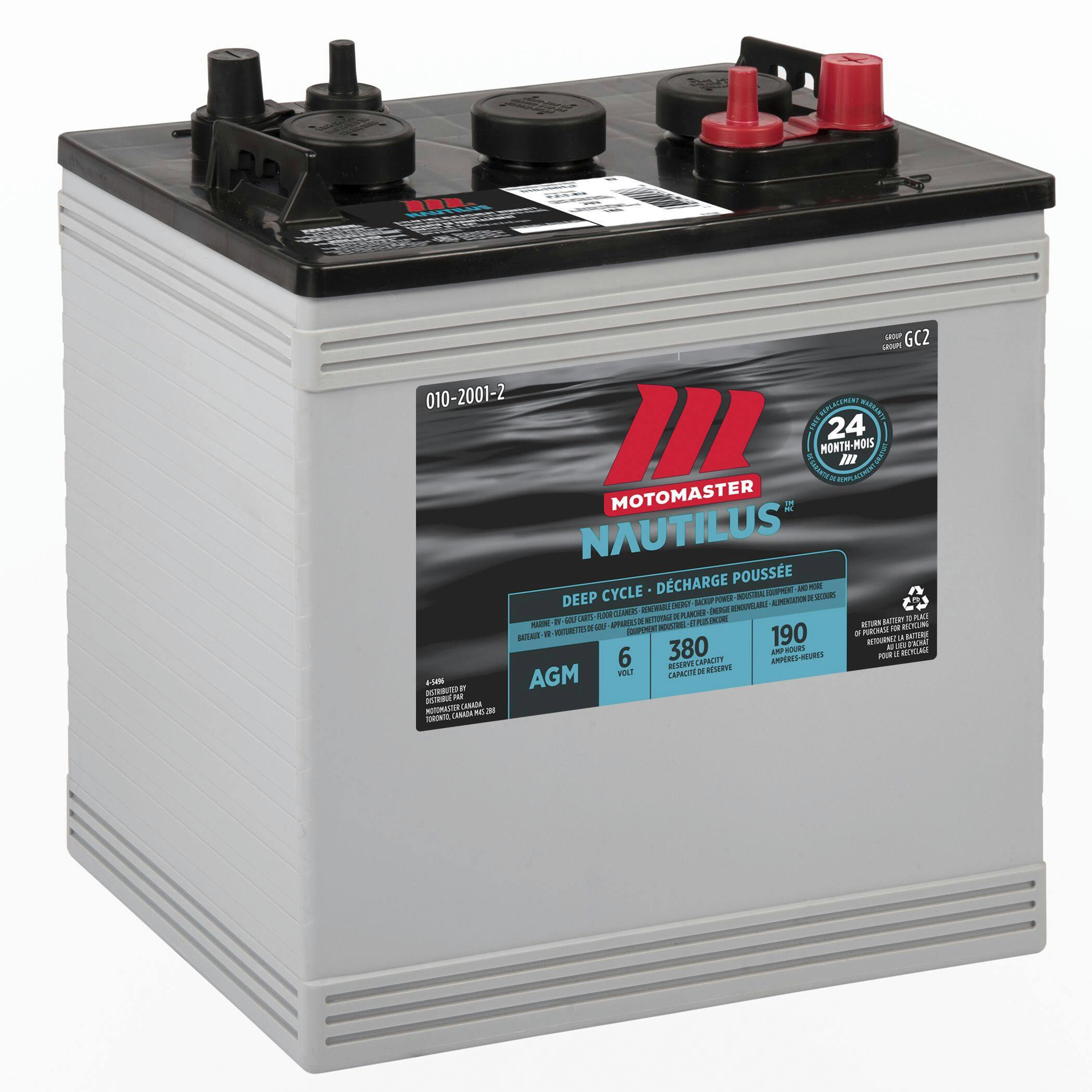 MOTOMASTER NAUTILUS AGM Group Size GC2 6-Volt Deep Cycle Battery