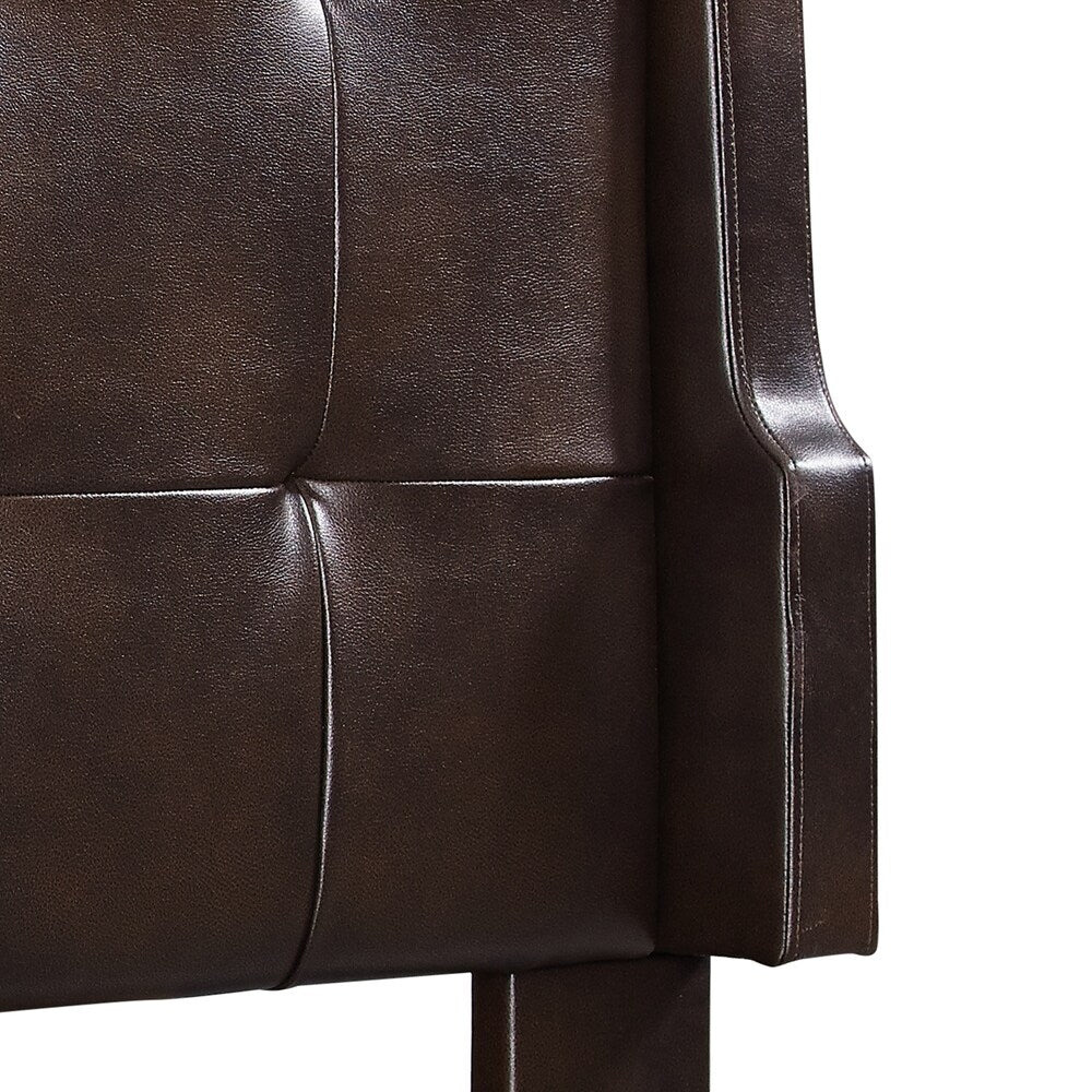 Leatherette Queen and Full Size Headboard with Tufted Details, Brown