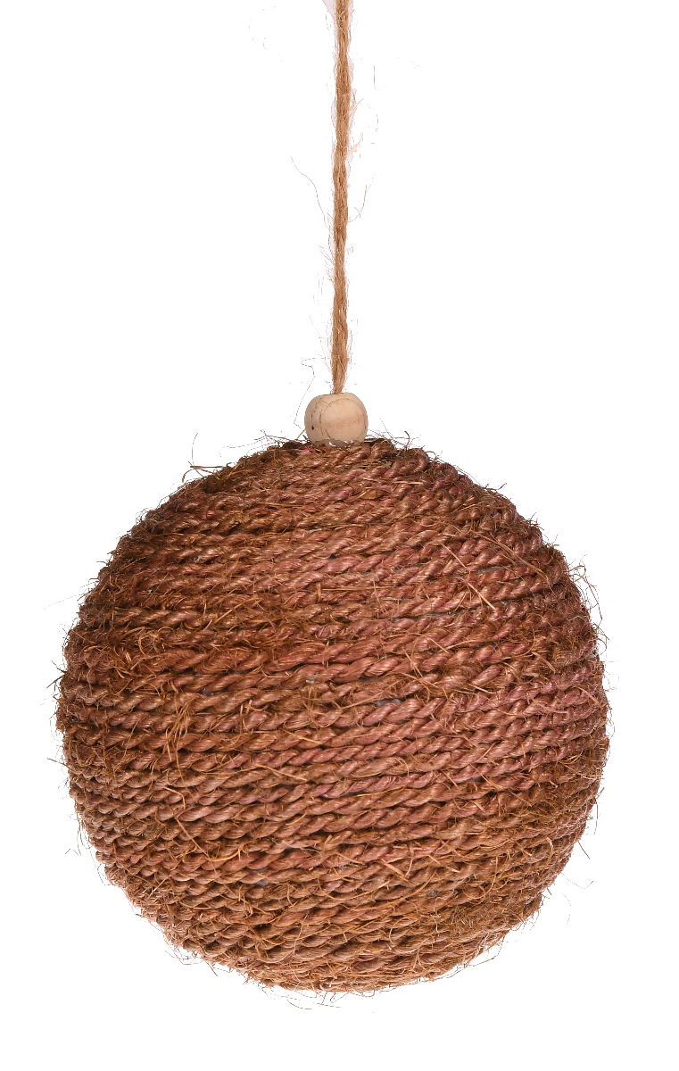 Brązowa bombka pleciona z juty 12cm