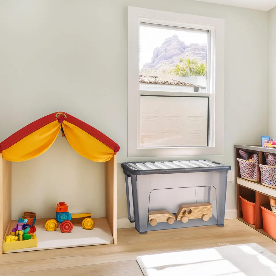 Plasticforte Opbergbox met deksel - grijs - 47L - kunststof