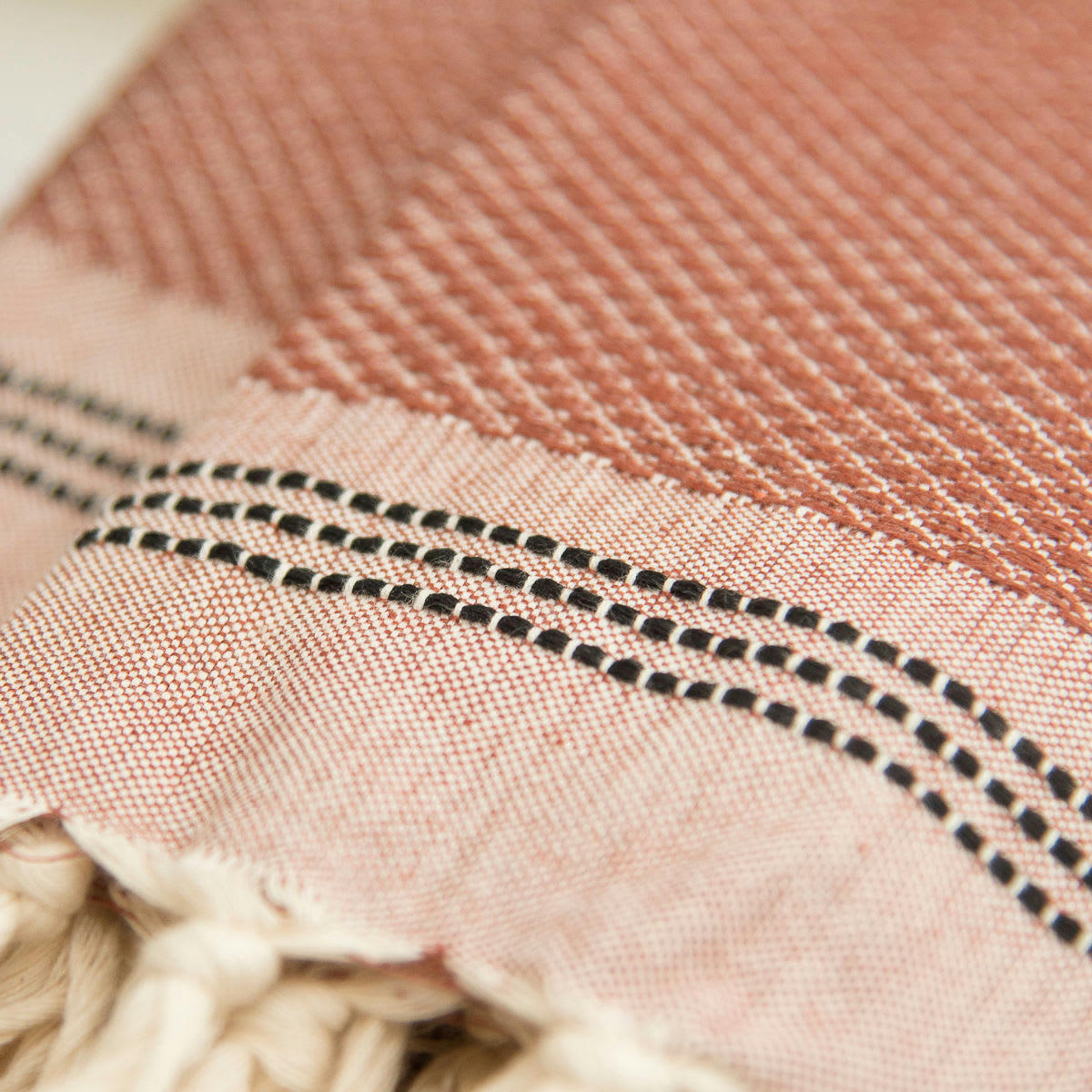 HANA - Set 1 fouta + 2 serviettes coton  100x200 + 50x80 (x2) tomette