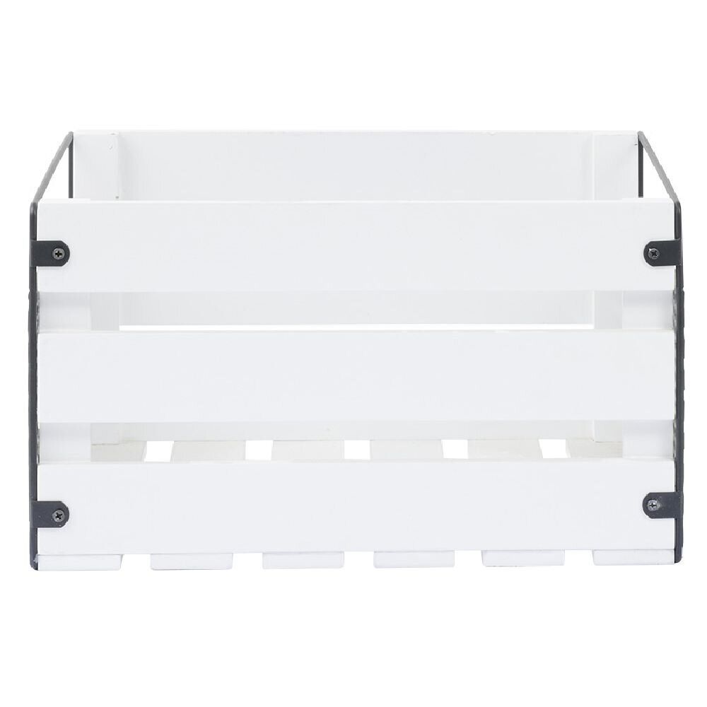 Caisse de rangement en bois et métal - L32,5 x l18 x H24 cm