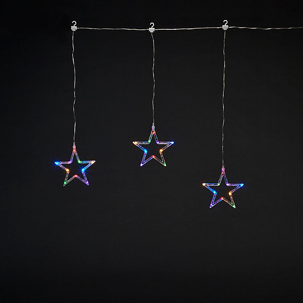 Guirlande lumineuse LED intérieure multicolore câble transparent 1,6 m décor étoile