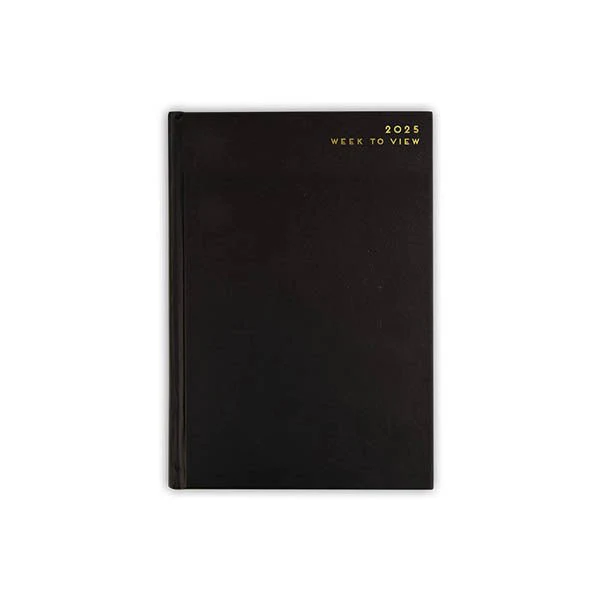 A5 Week To View Diary Black 2025