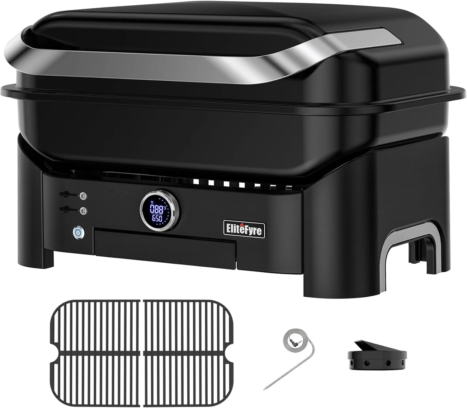 Portable Outdoor Electric Grill with Cart, Intelligent Temp Control, BBQ  Smoker Function(No Movable Cart)