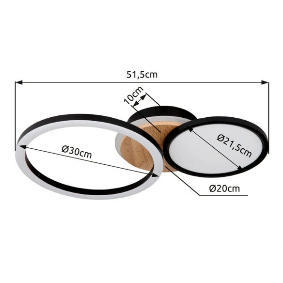 Deckenleuchte »SID«, 51,5 x 30 x 10,5 cm, schwarz matt, 28W, 2100lm, inkl. Leuchtmittel
