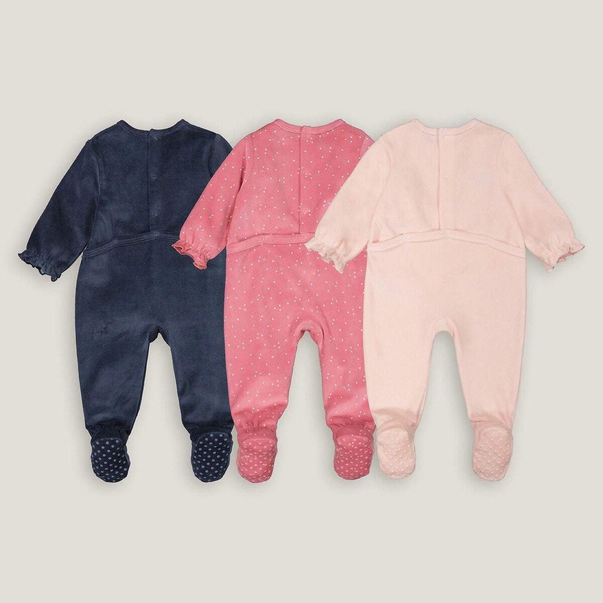 Lot de 3 pyjamas 1 pièce en velours