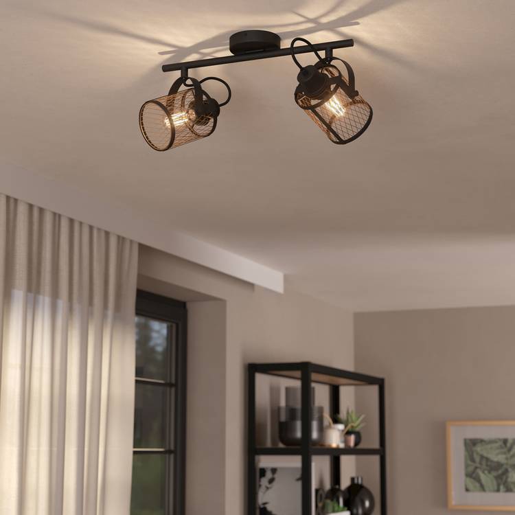 EGLO Dellow Steel 2 Light Spotlight - Black