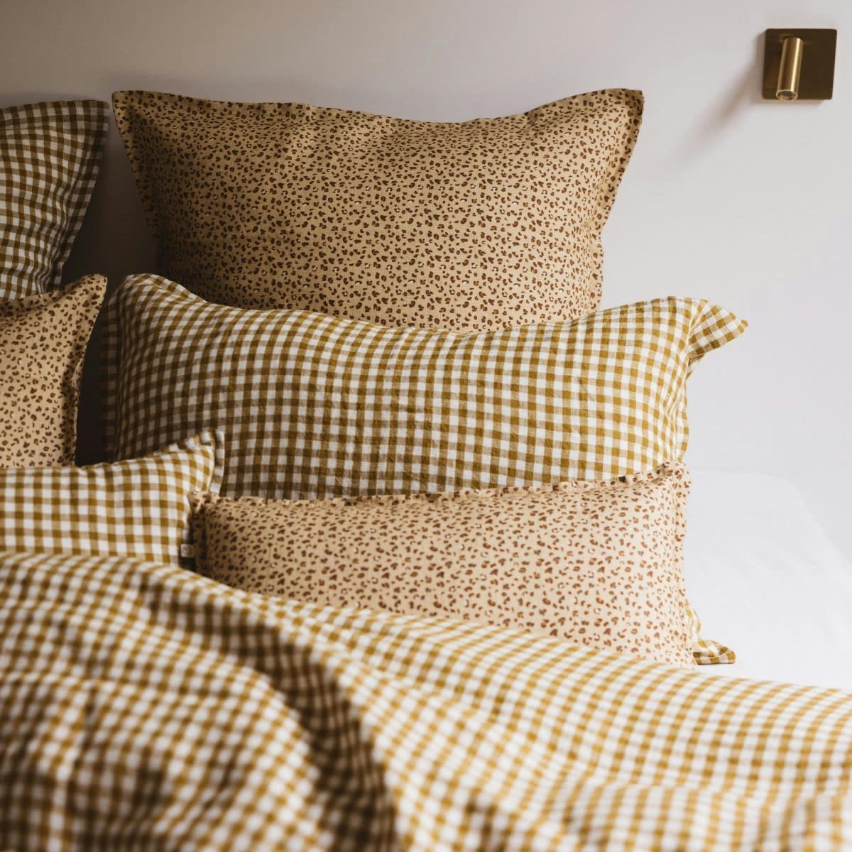 HÔTEL PARTICULIER - Taie oreiller en lin lavé imprimé léopard beige 50x75