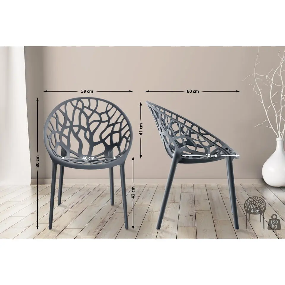 CLP Set van 2 Tuinstoel Hope Kunststof - antraciet