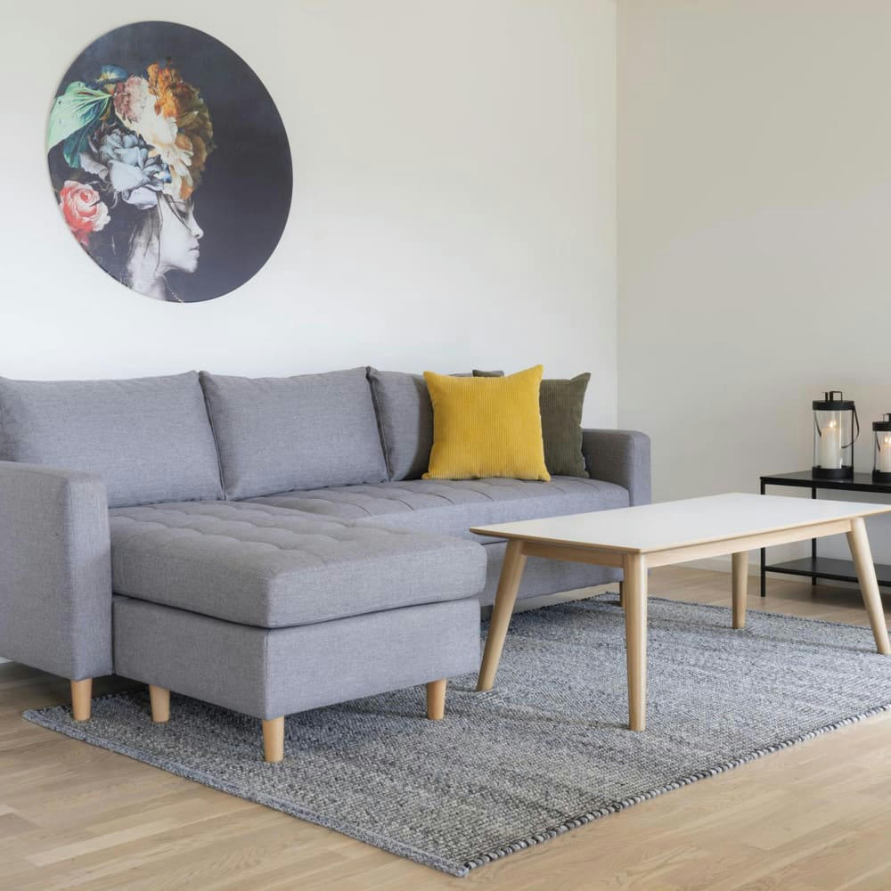 OHIO - Tapis en laine et coton gris bleuté gris bleuté 200x300 cm