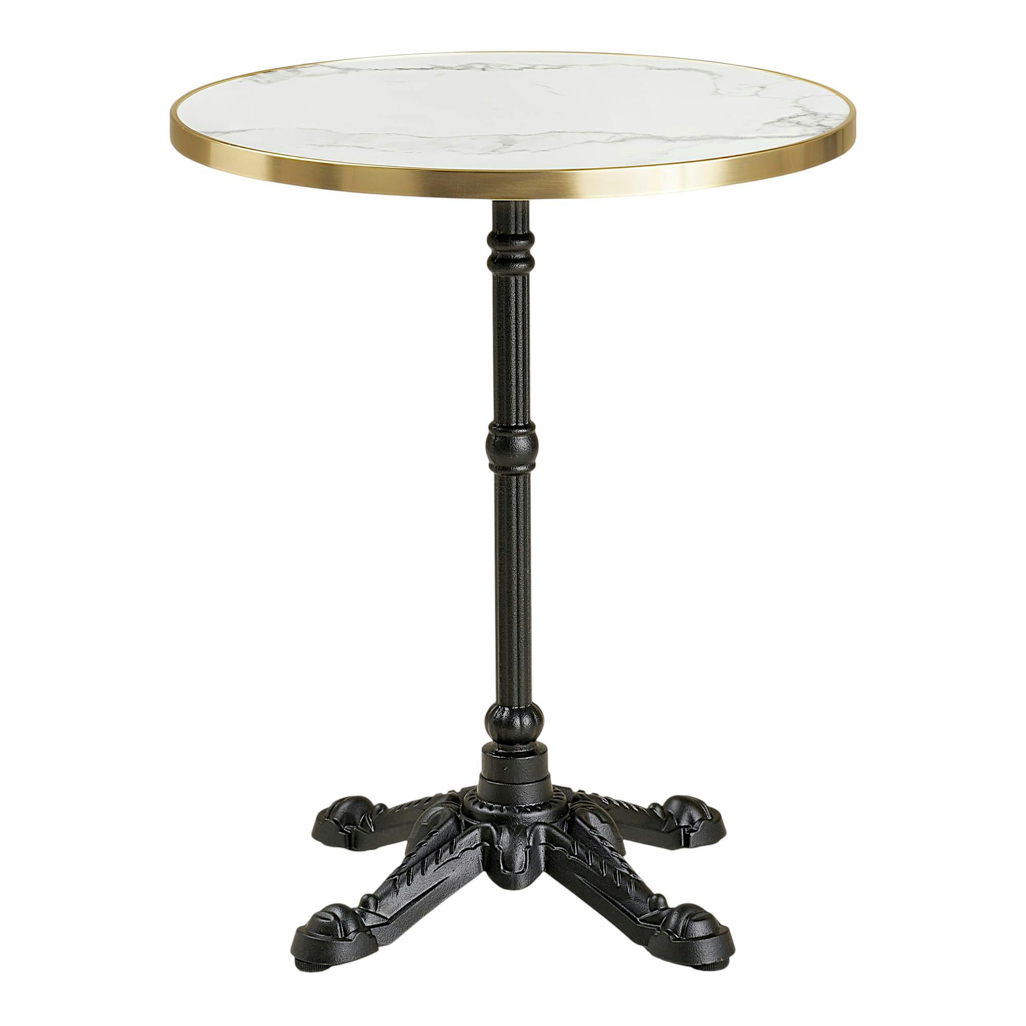 Table bistrot ronde effet marbre blanc pied fonte Ø60 cm TORANO