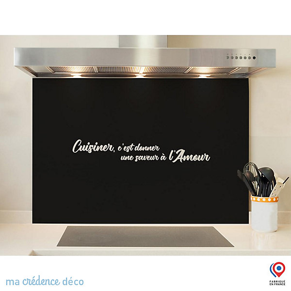 Crédence cuisine fond de hotte Cuisinier, c'est donner une saveur à l'amour 2 - Verre trempé - L 70 cm x H 60 cm - MaCrédenceDéco