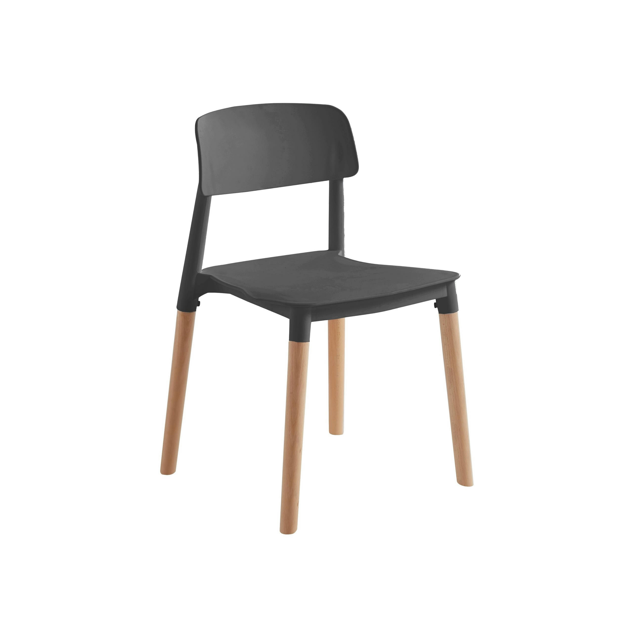 - Lot de 4 chaises scandinaves en bois et polypropylène noir