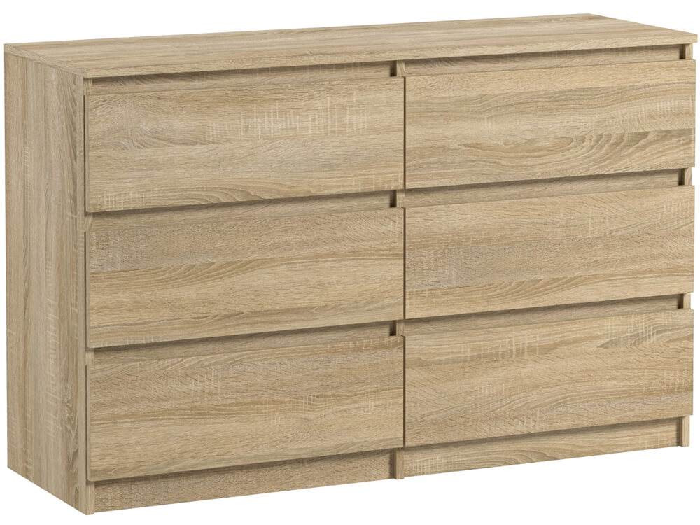 Komoda Pojemna Sonoma Pari 6 Szuflad Dąb Sonoma 120 CM