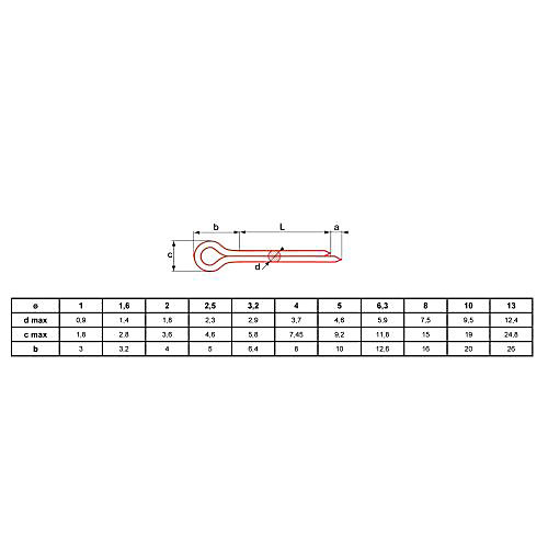 Goupille fendue zingué DIN 94 6.3X56 boîte de 250 - ULTIMA - GOUPDIN946,3X56