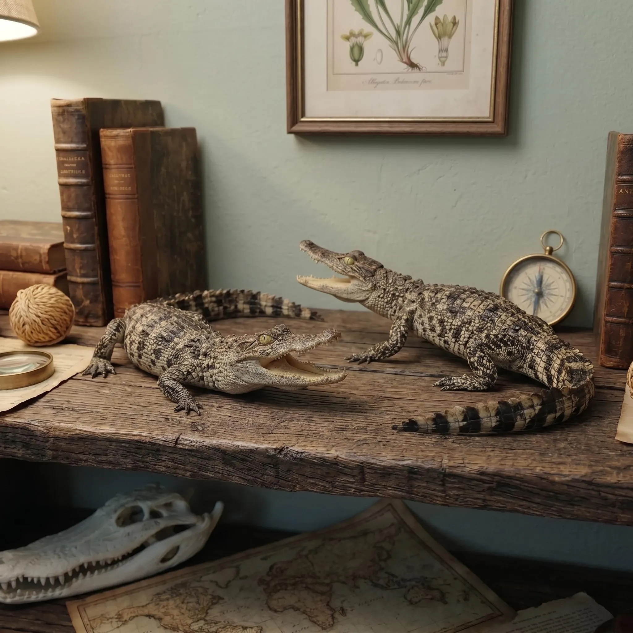 Crawling Gator Specimen, Real Taxidermy Alligator, Full Body Reptile, Dark Academia Library Decor, Vintage Nature Curiosity