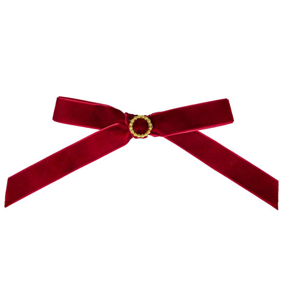 Noeud de No&euml;l velours rouge x3 L12cm