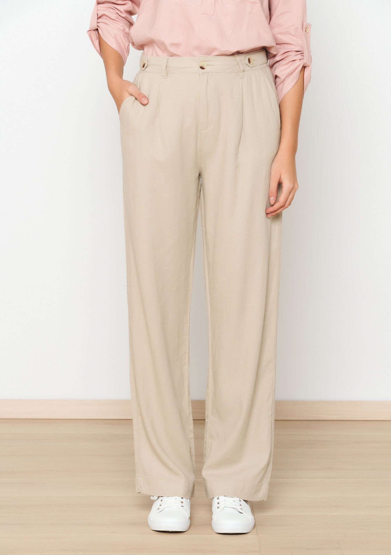 Getailleerde linnen broek