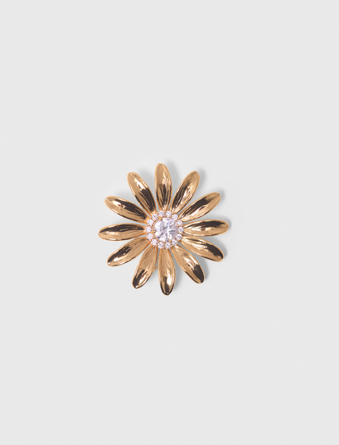 Broche fleurs dorée à strass