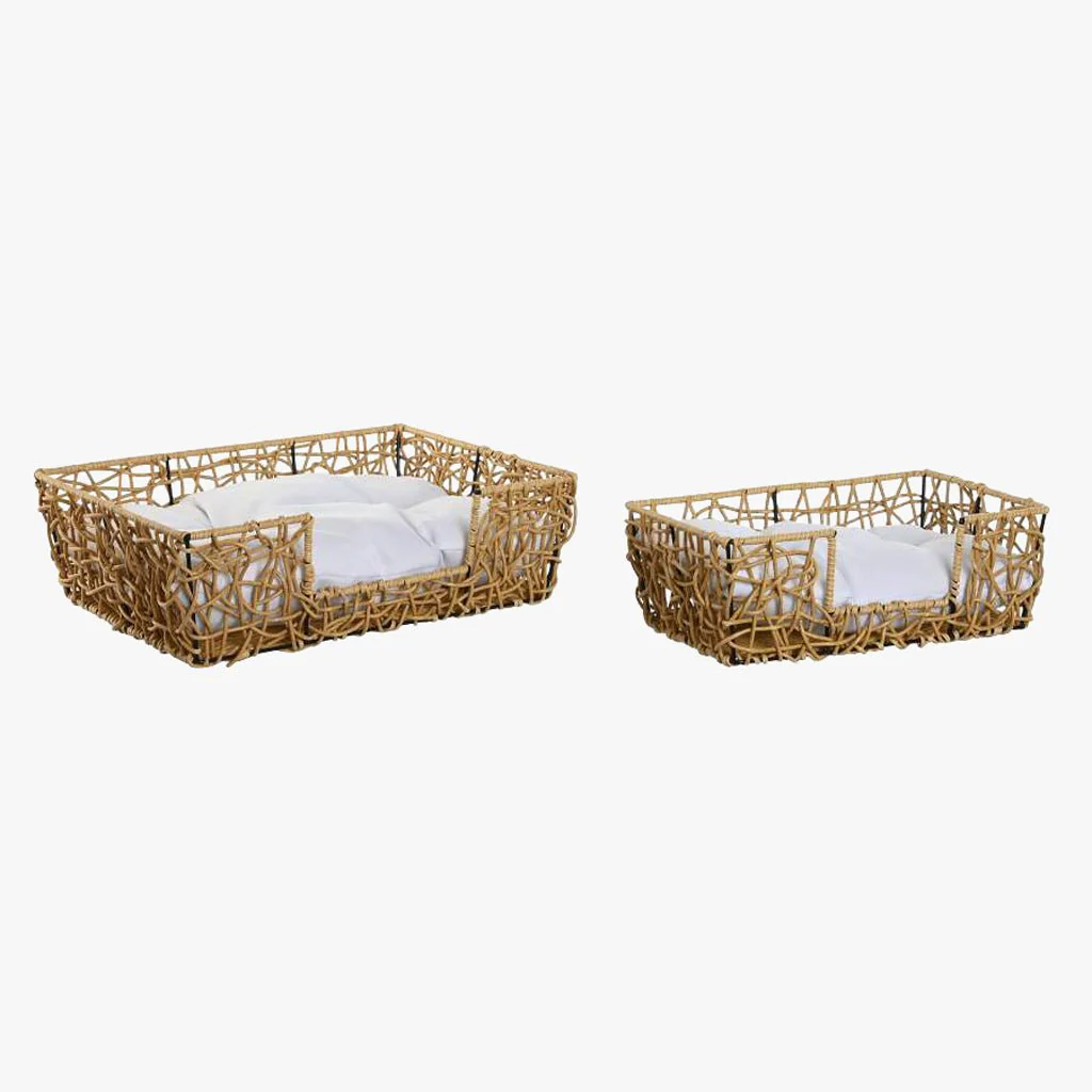 Conjunto de Duas Camas de Animal Rattan Reta 50x35x14 PAWRENTS